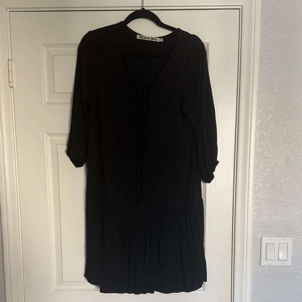 Michael Stars Black Tie-Neck Tunic